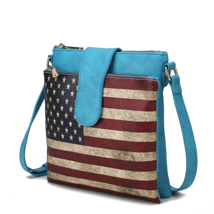 MKF Collection Josephine Vegan Leather Multi-Functional Shoulder Bag Womens FLAG Crossbody Handbag by Mia K Image 11