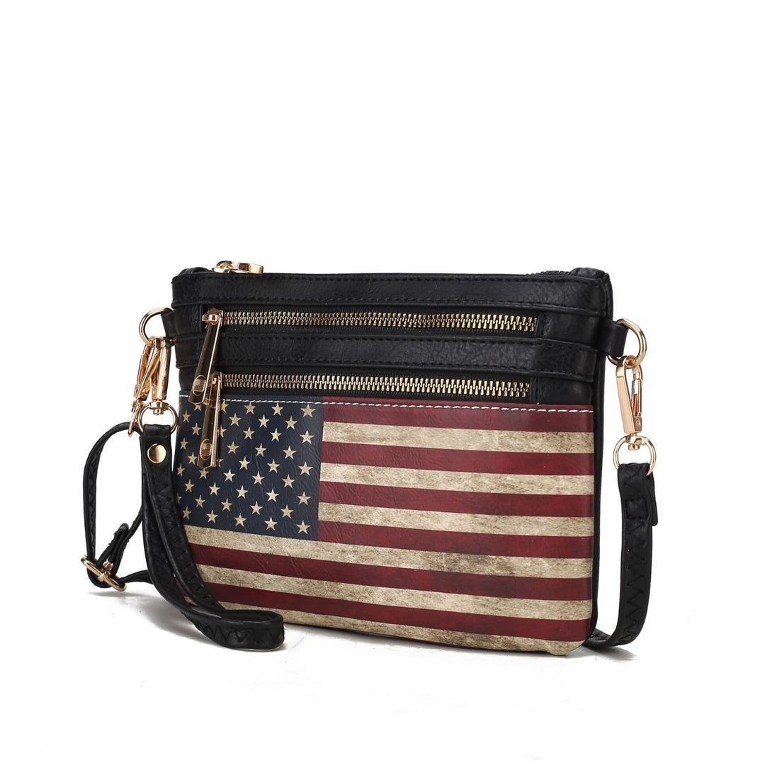 MKF Collection Alisson Vegan Leather Multi-Functional Shoulder Bag Womens FLAG Crossbody Wristlet Handbag by Mia K Image 3