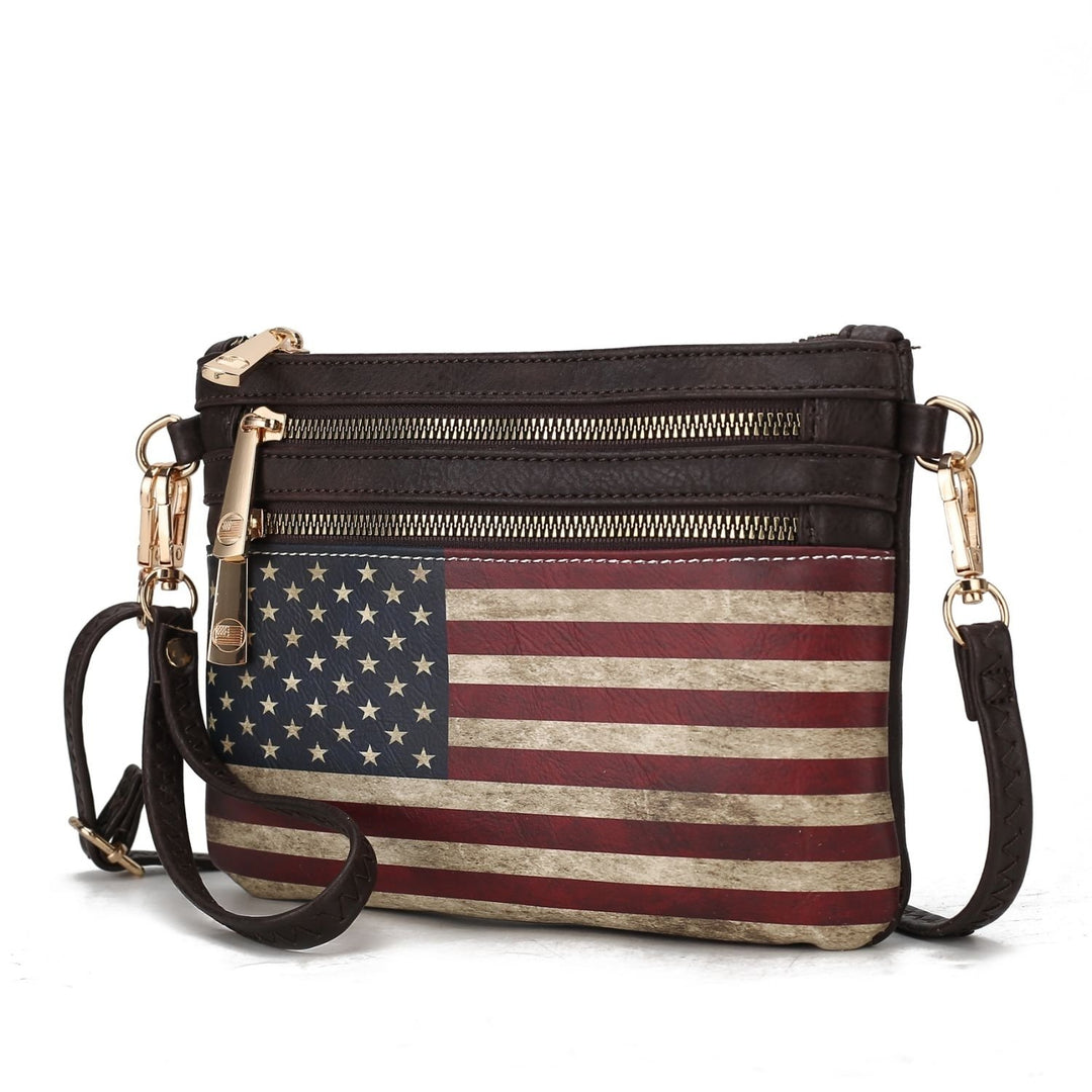 MKF Collection Alisson Vegan Leather Womens FLAG Crossbody Wristlet Handbag by Mia K Image 4