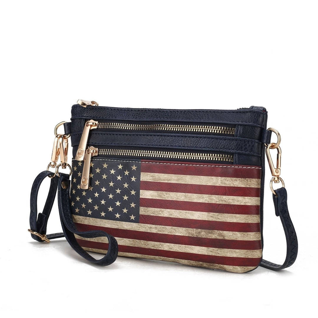 MKF Collection Alisson Vegan Leather Multi-Functional Shoulder Bag Womens FLAG Crossbody Wristlet Handbag by Mia K Image 7