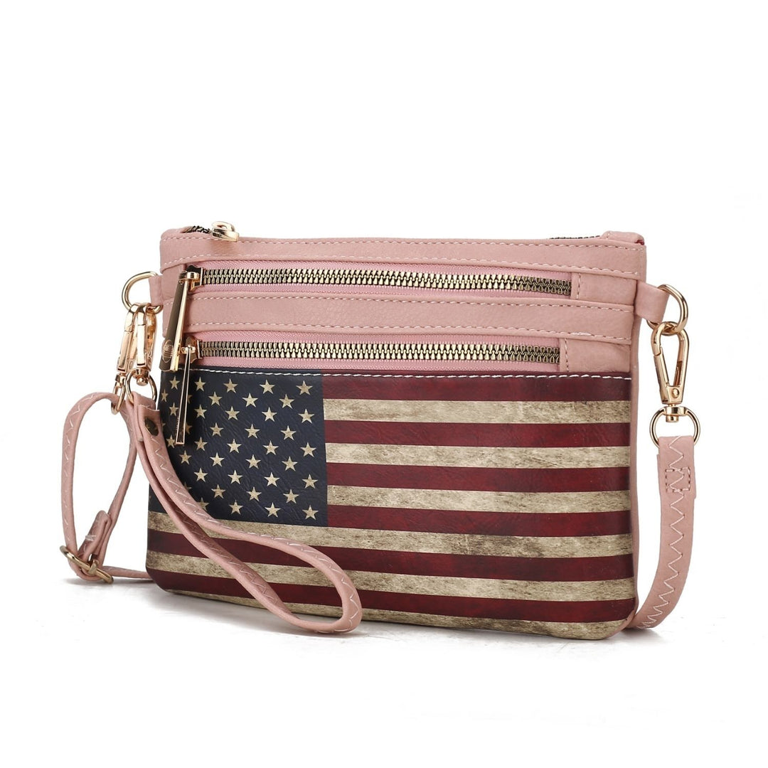 MKF Collection Alisson Vegan Leather Womens FLAG Crossbody Wristlet Handbag by Mia K Image 8