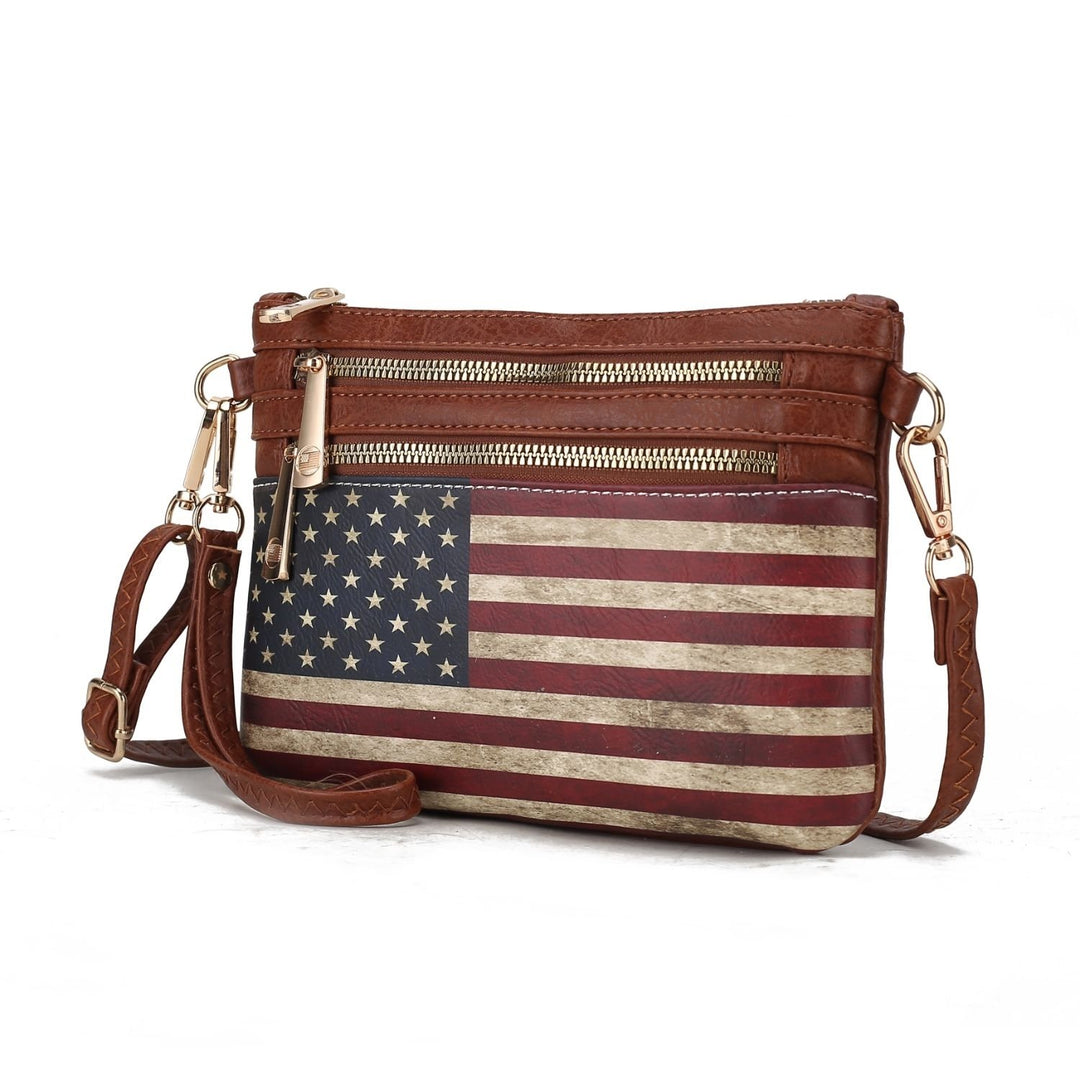 MKF Collection Alisson Vegan Leather Womens FLAG Crossbody Wristlet Handbag by Mia K Image 9