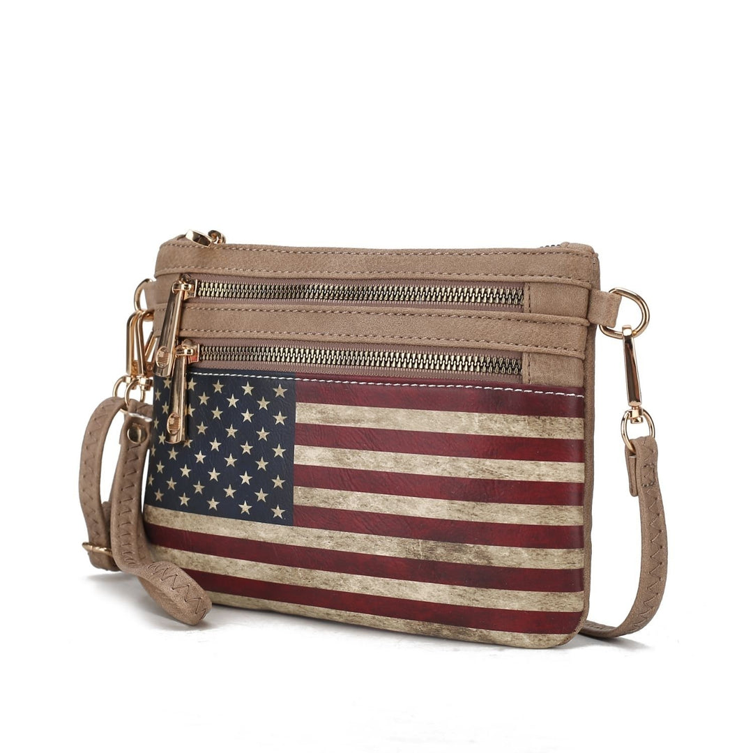 MKF Collection Alisson Vegan Leather Multi-Functional Shoulder Bag Womens FLAG Crossbody Wristlet Handbag by Mia K Image 10