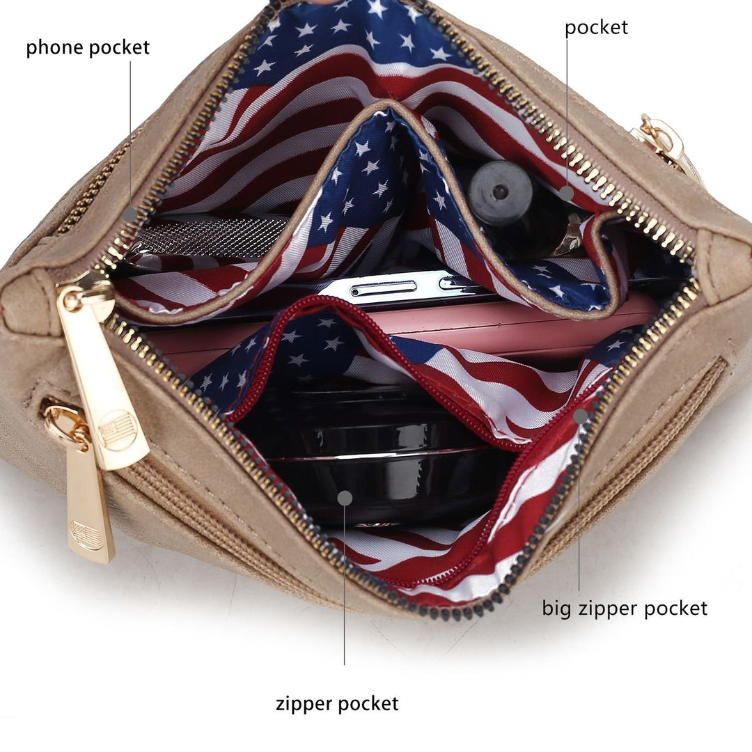 MKF Collection Alisson Vegan Leather Multi-Functional Shoulder Bag Womens FLAG Crossbody Wristlet Handbag by Mia K Image 12