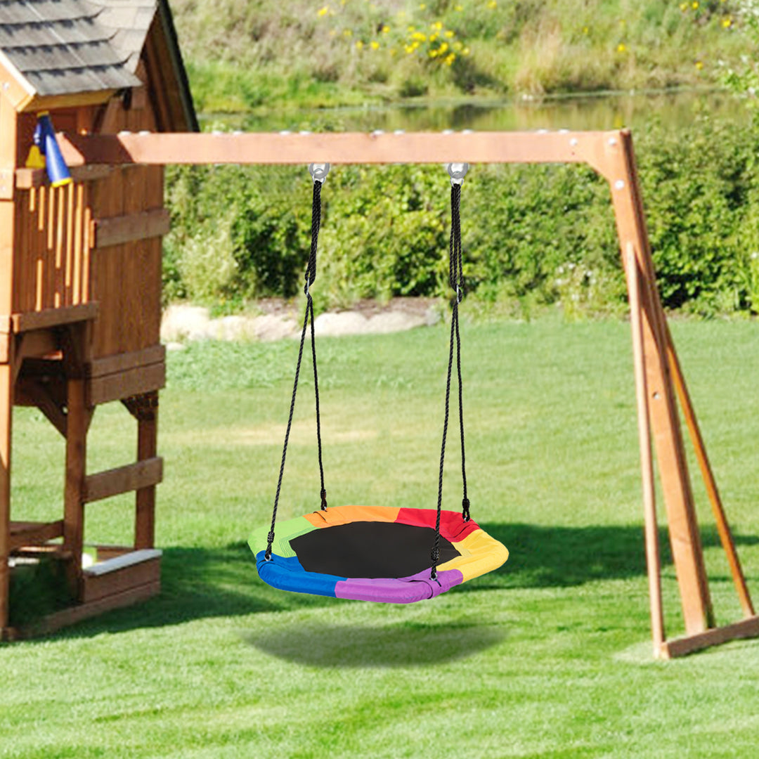 Portable Hexagon Tree Swing Kids Play Set 37 w/ Adjustable Height Image 4