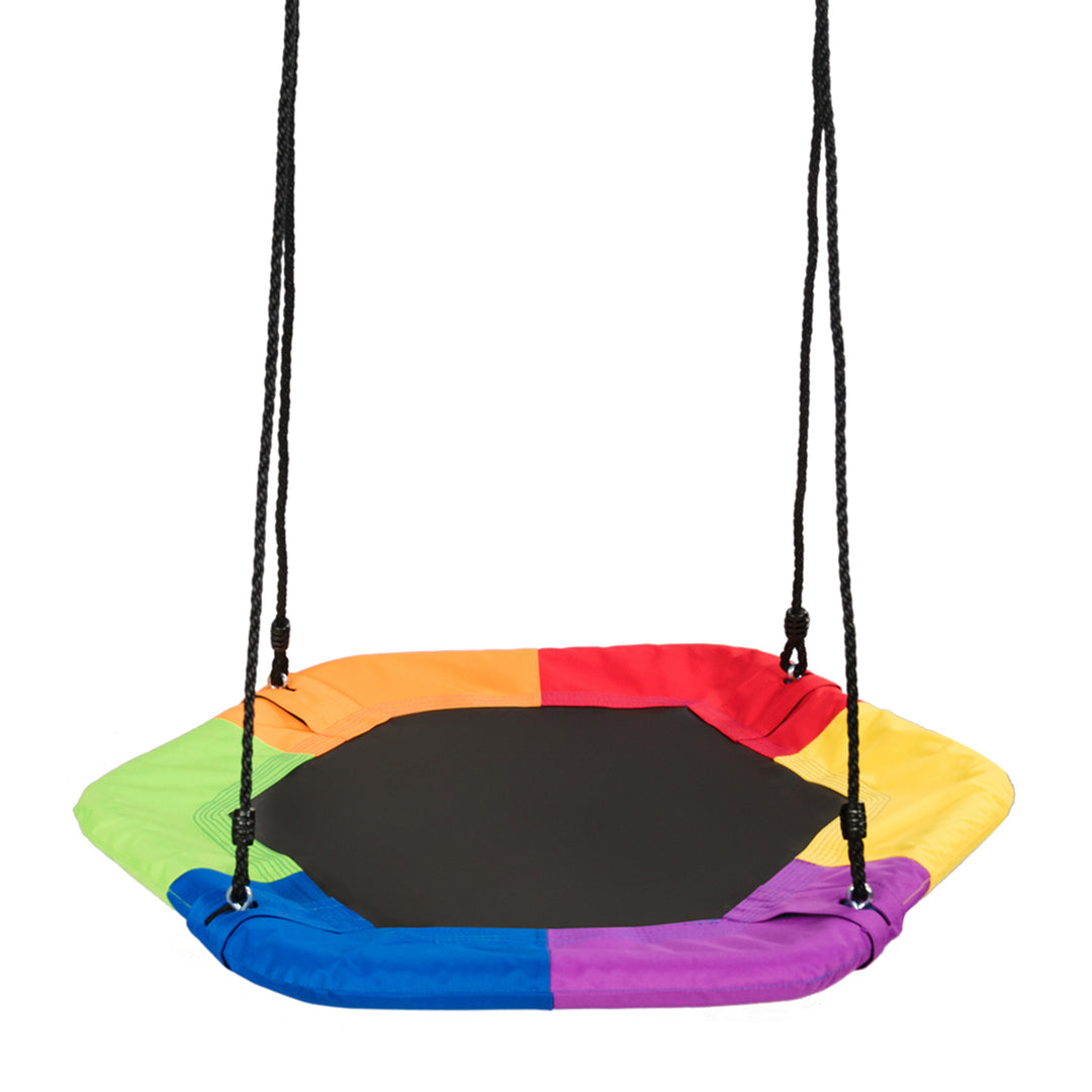 Portable Hexagon Tree Swing Kids Play Set 37 w/ Adjustable Height Image 4