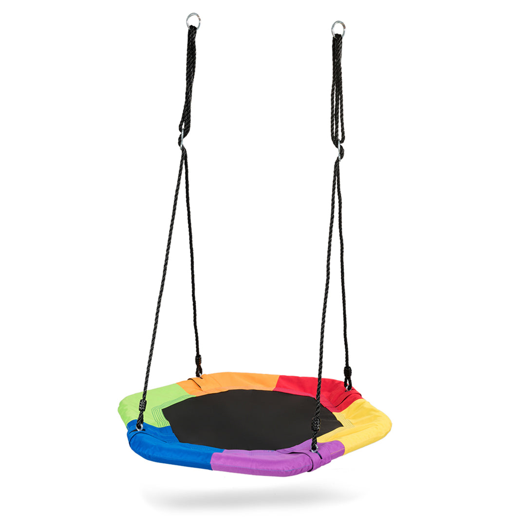 Portable Hexagon Tree Swing Kids Play Set 37 w/ Adjustable Height Image 6