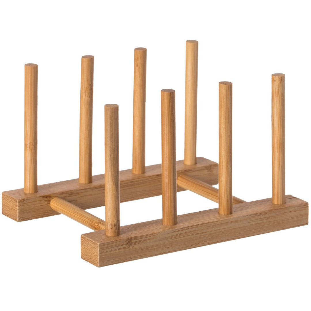 Bamboo Wooden Dish Drainer Rack Set of 2 Large Drying Plate Cup Organizer Image 1