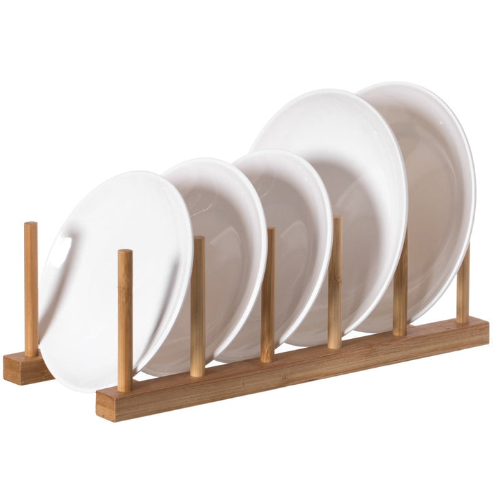 Bamboo Wooden Dish Drainer Rack Set of 2 Large Drying Plate Cup Organizer Image 4