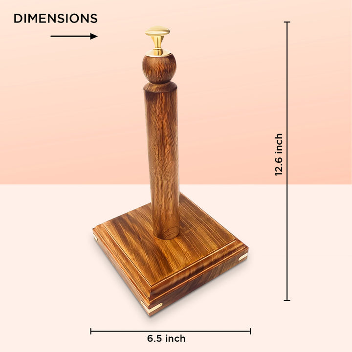 Decorative Wood Paper Towel Holder with Stand for Kitchen Dining Room and Office Image 4