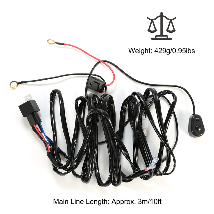 LED Light Bar Wiring Harness Kit 280W 12V 40A Power Relay Fuse Image 8
