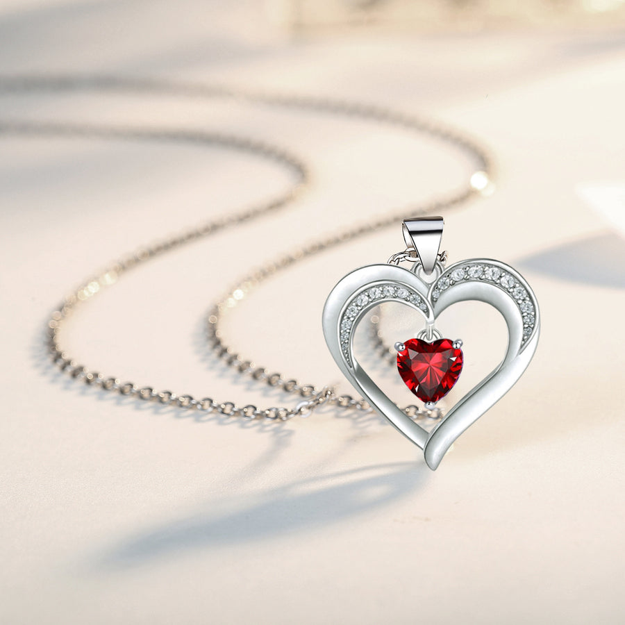 Jewelry Gift 18k White Gold Plated Love CZ Diamond Heart Women Pendant Necklace Image 1