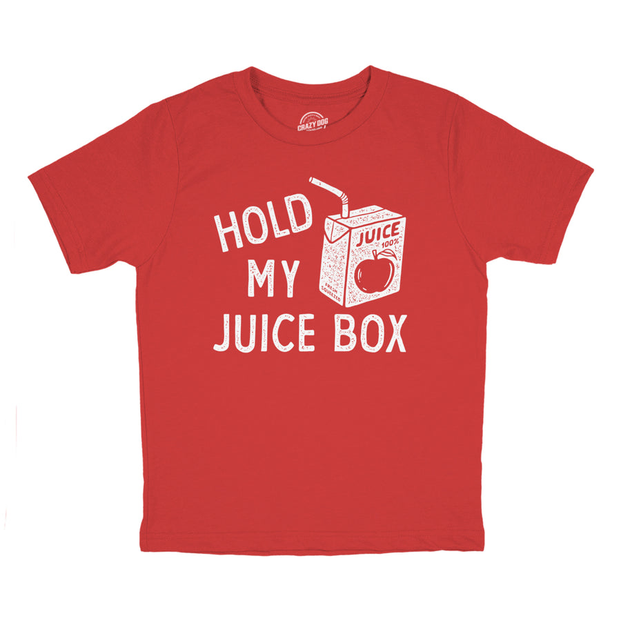 Youth Hold My Juice Box Funny Cute Apple Juicebox Graphic Novelty Tee For Kids Image 1