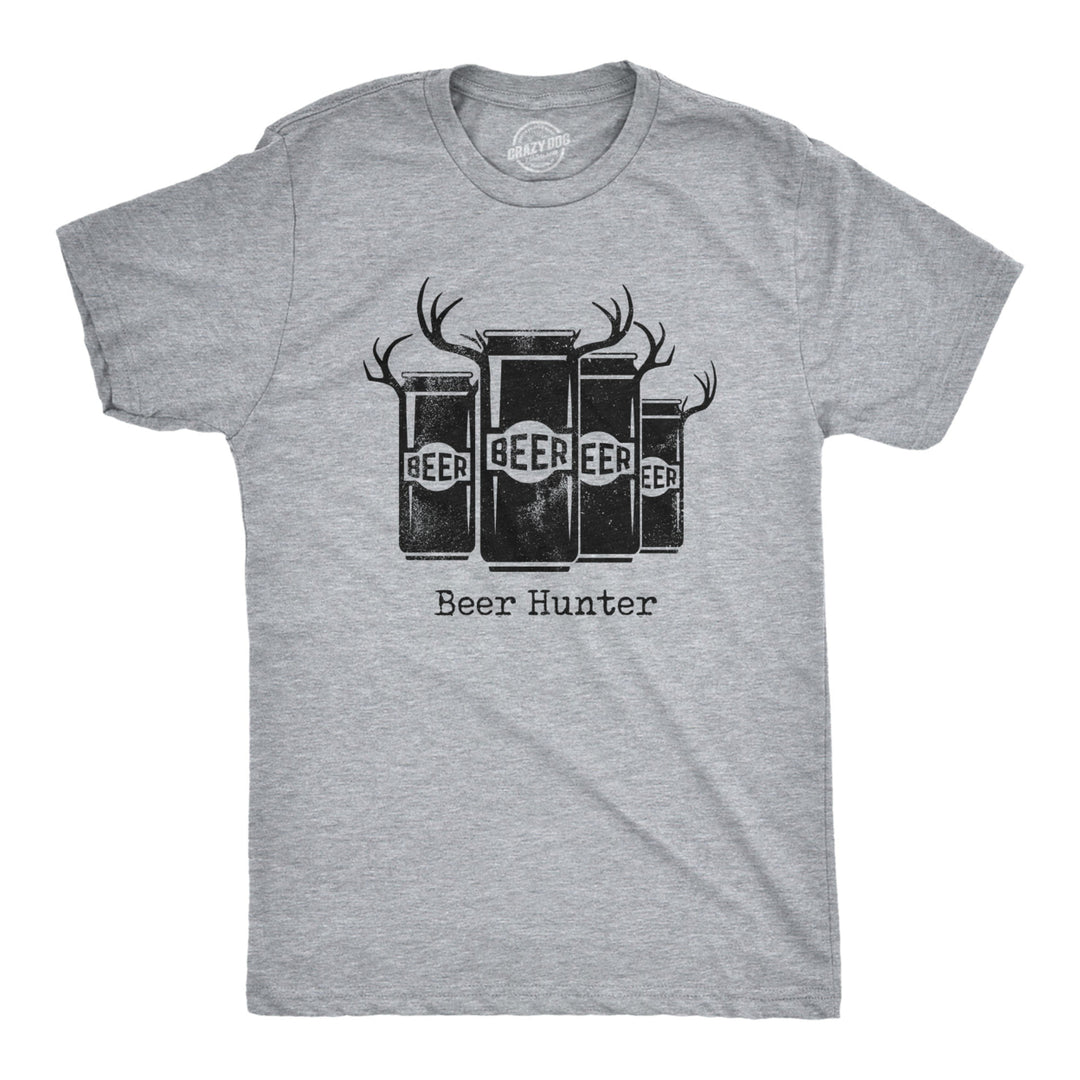 Mens Beer Hunter T Shirt Funny Sarcastic Drinking Deer Hunting Joke Novelty Tee For Guys Image 1