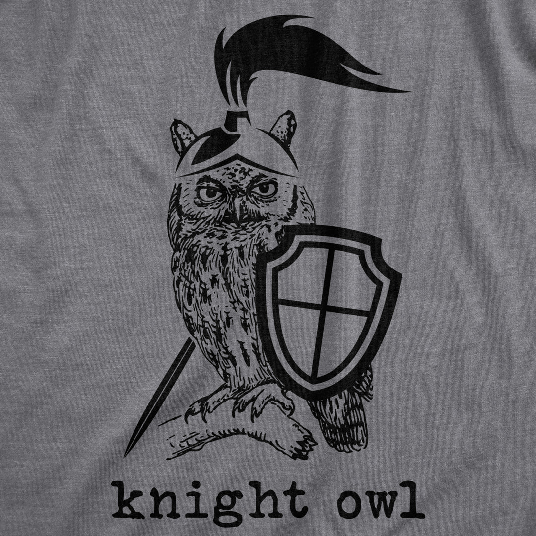 Womens Knight Owl T Shirt Funny Sarcastic Armored Sword Shield Bird Graphic Tee For Ladies Image 2