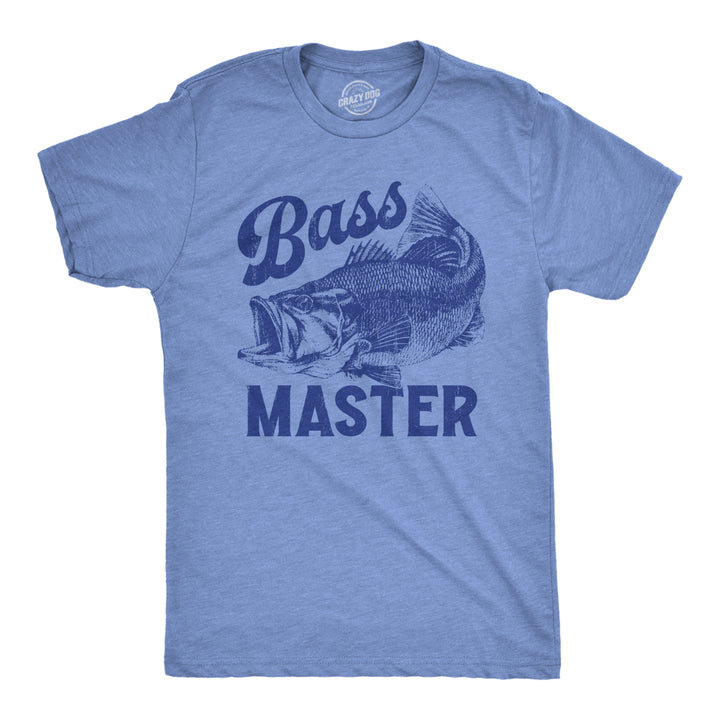 Mens Bass Master T Shirt Funny Sarcastic Fishing Professional Fish Graphic Novelty Tee For Guys Image 1