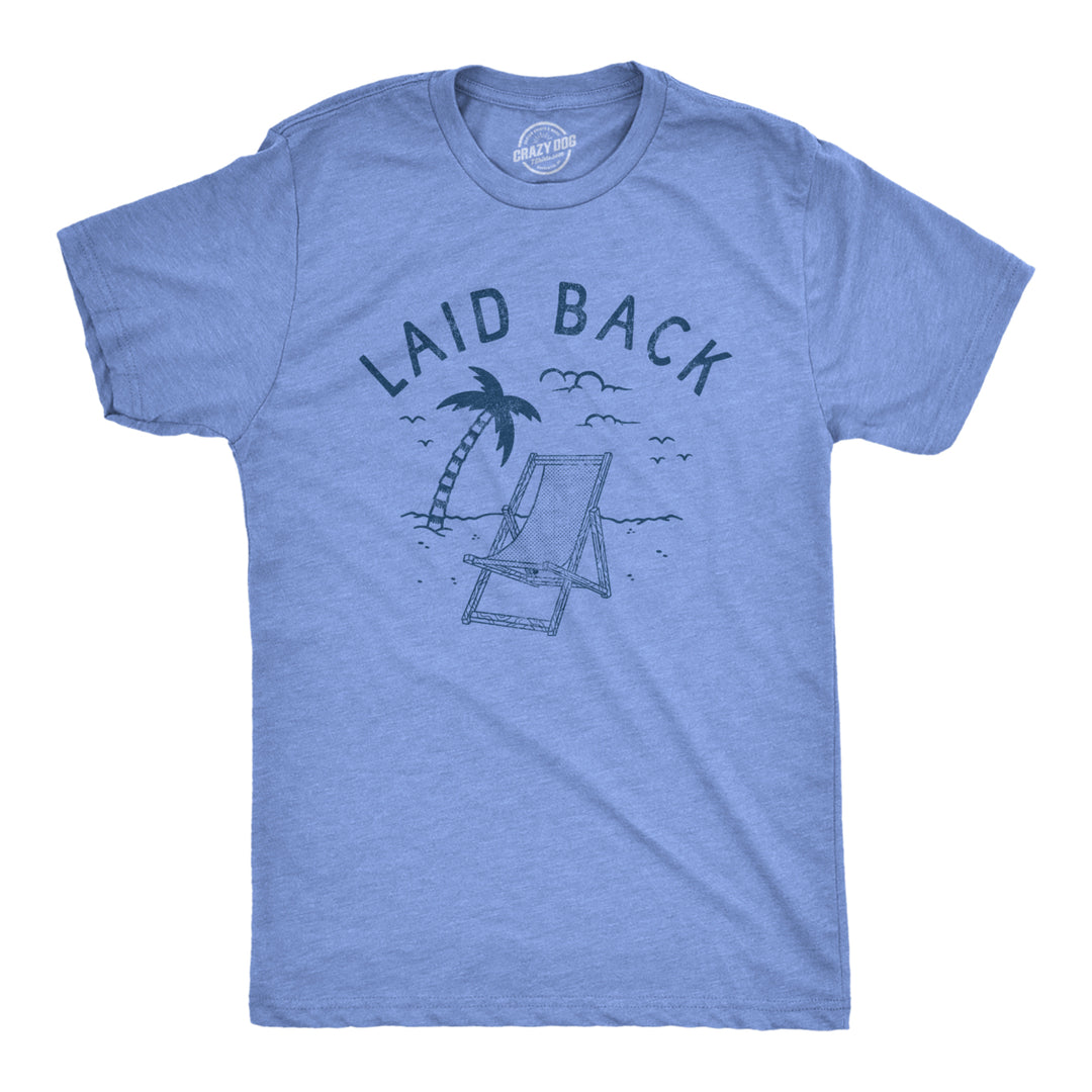 Mens Laid Back T Shirt Funny Sarcastic Sun Bathing Beach Chair Graphic Novelty Tee For Guys Image 1