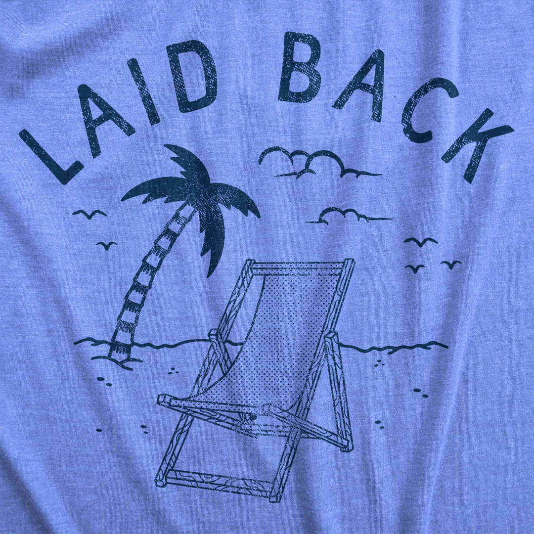 Mens Laid Back T Shirt Funny Sarcastic Sun Bathing Beach Chair Graphic Novelty Tee For Guys Image 2