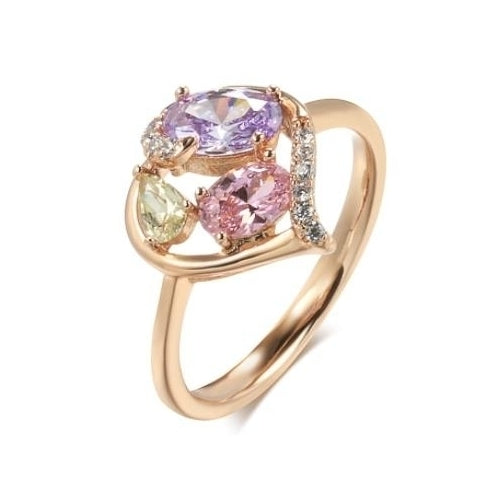 Love with colorful zircon geometric zircon ring Image 1