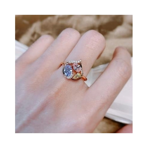 Love with colorful zircon geometric zircon ring Image 2