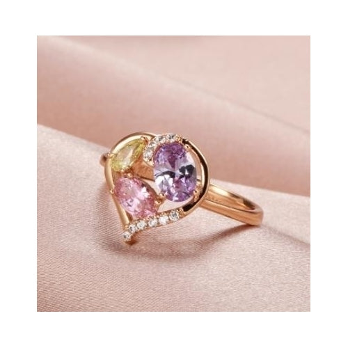 Love with colorful zircon geometric zircon ring Image 3