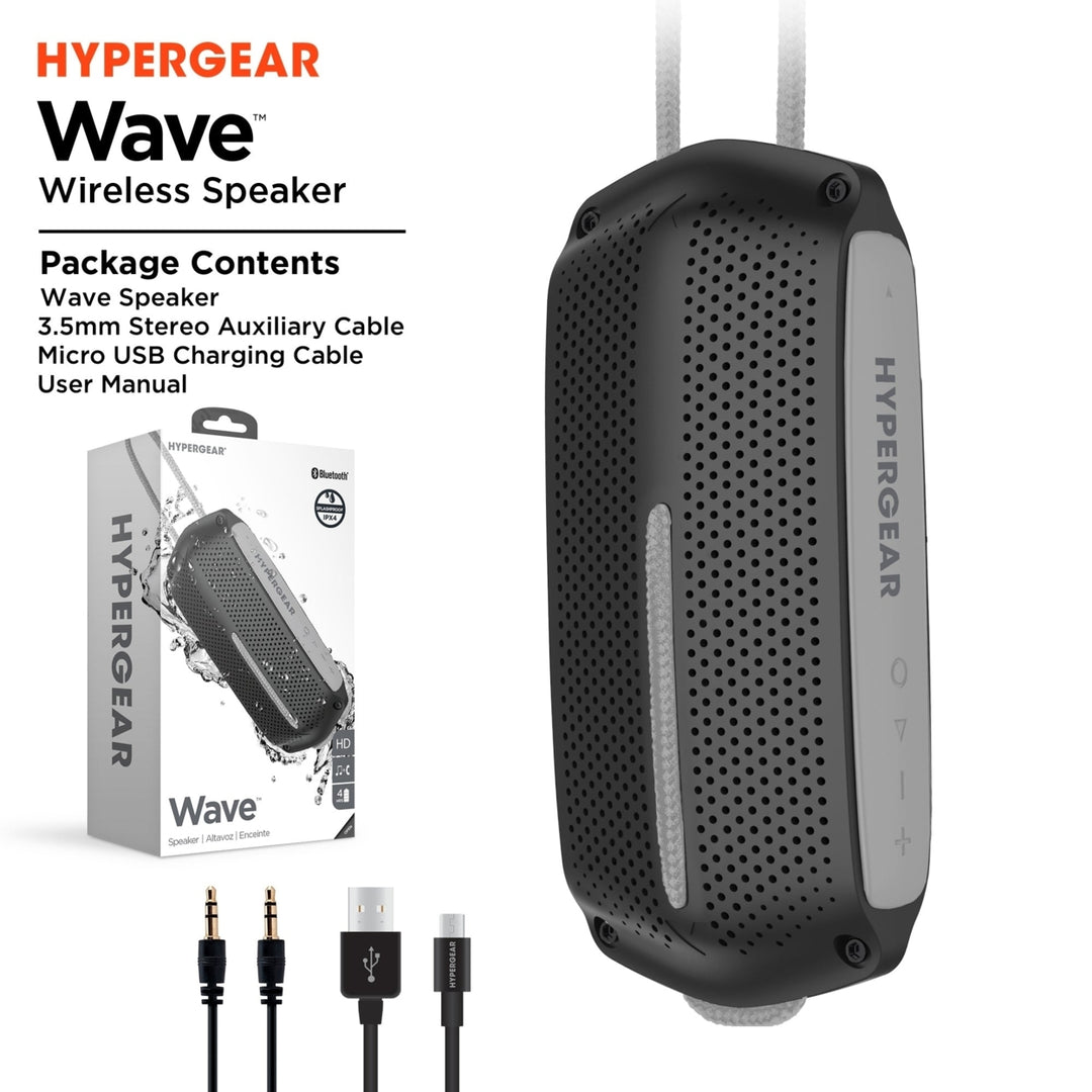 HyperGear Wave Water Resistant Wireless Speaker with Extended Battery Life (WATER-PRNT) Image 12