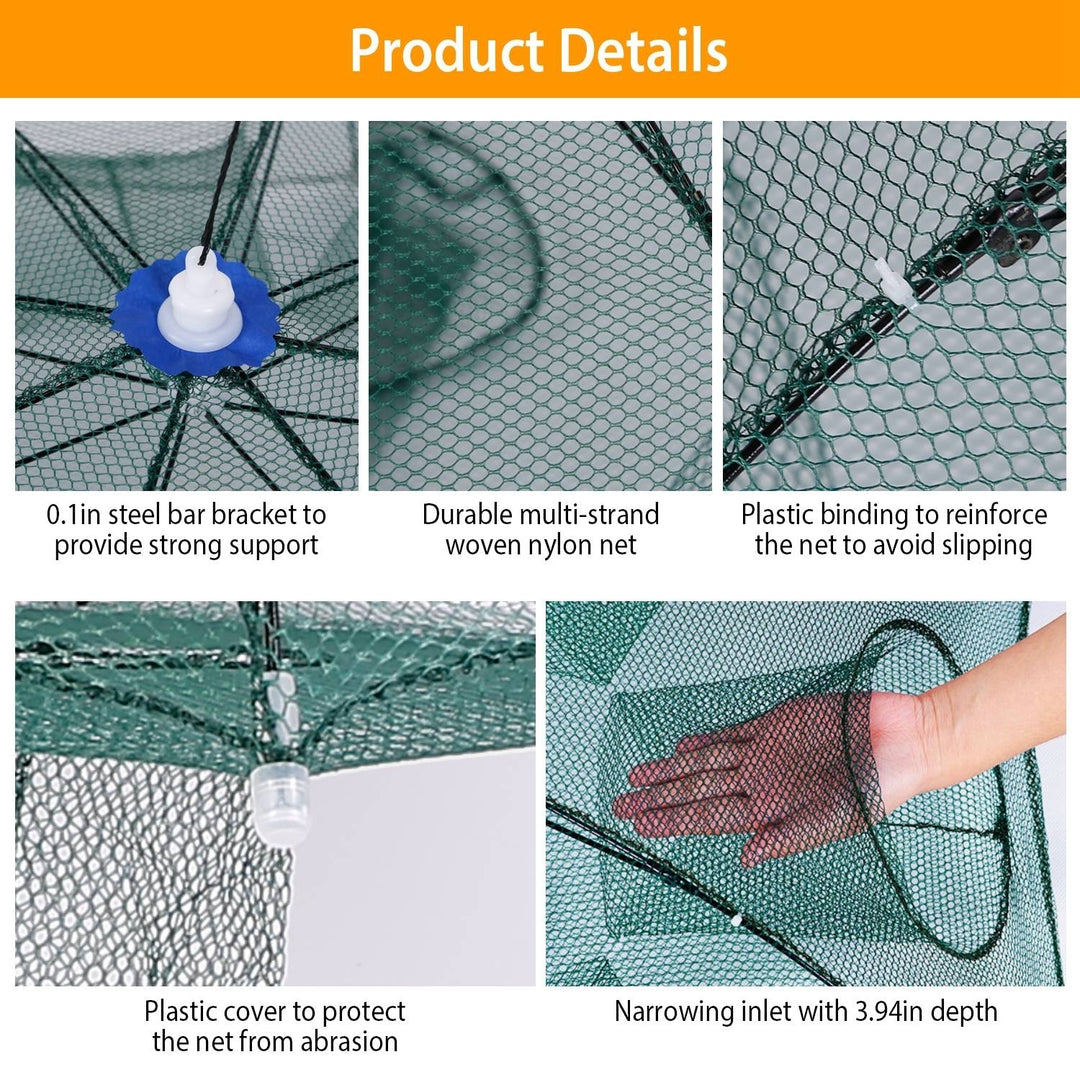 Foldable Fishing Bait Net Trap Crab Net Shrimp Minnow Crawdad Fish Cast Dip Cage Mesh Automatic Contraction Image 3