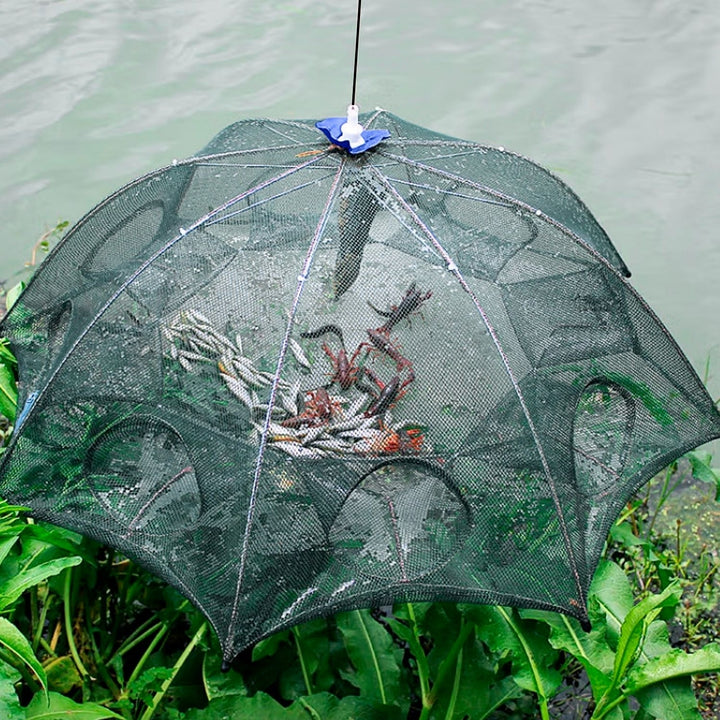 Foldable Fishing Bait Trap Net Automatic Contraction Green 95x95x40cm Nylon Image 7