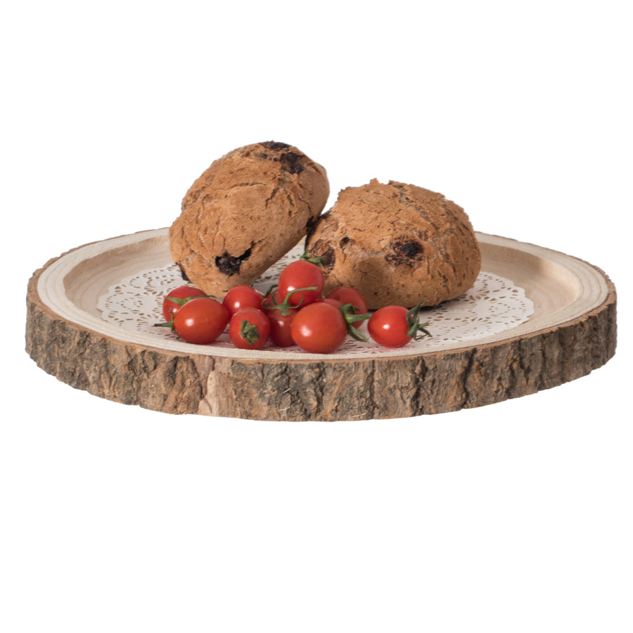 Natural Wooden Bark Round Slice Tray, Rustic Table Charger Centerpiece Image 1