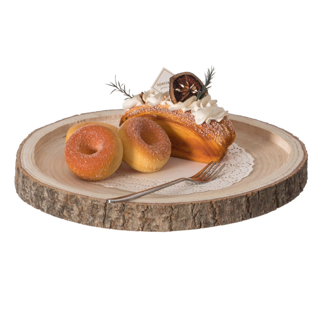 Natural Wooden Bark Round Tray Rustic Charger Centerpiece 12 14 16 Inch Image 3