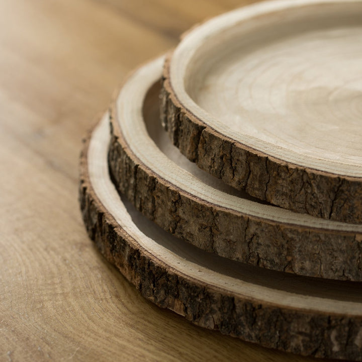 Natural Wooden Bark Round Tray Rustic Charger Centerpiece 12 14 16 Inch Image 11