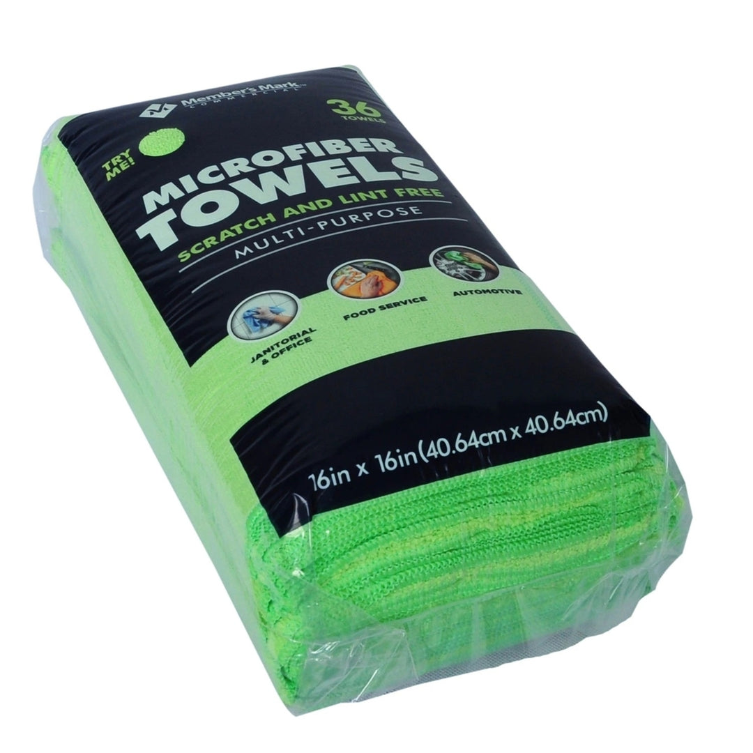 Members Mark 16" x 16" Microfiber Towels36 Count (Green) Image 3