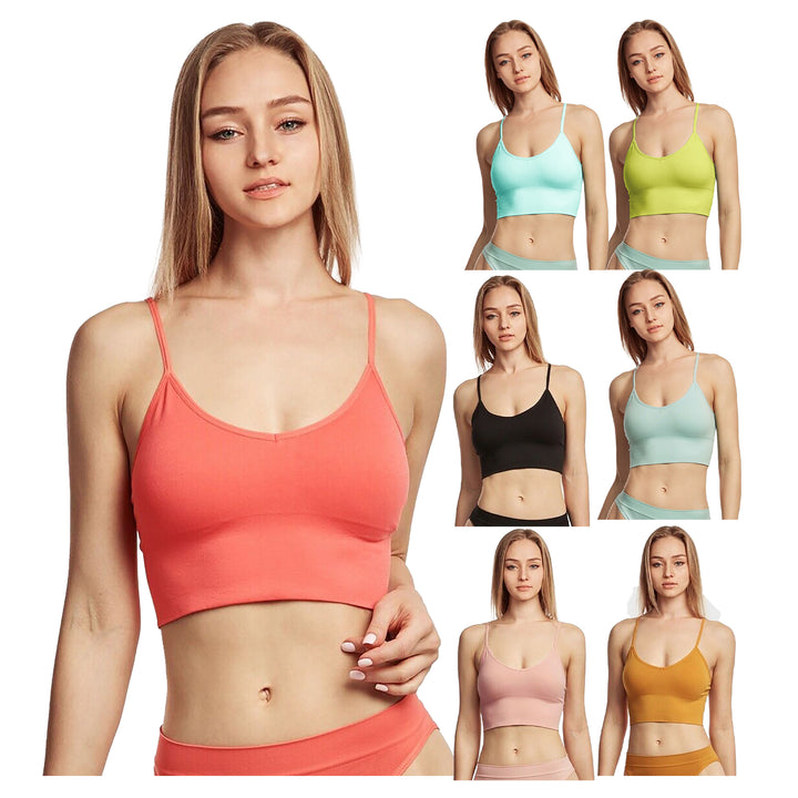 2-Piece Womens Spaghetti Strap Sports Bra and 12" Seamless Biker Shorts Image 4