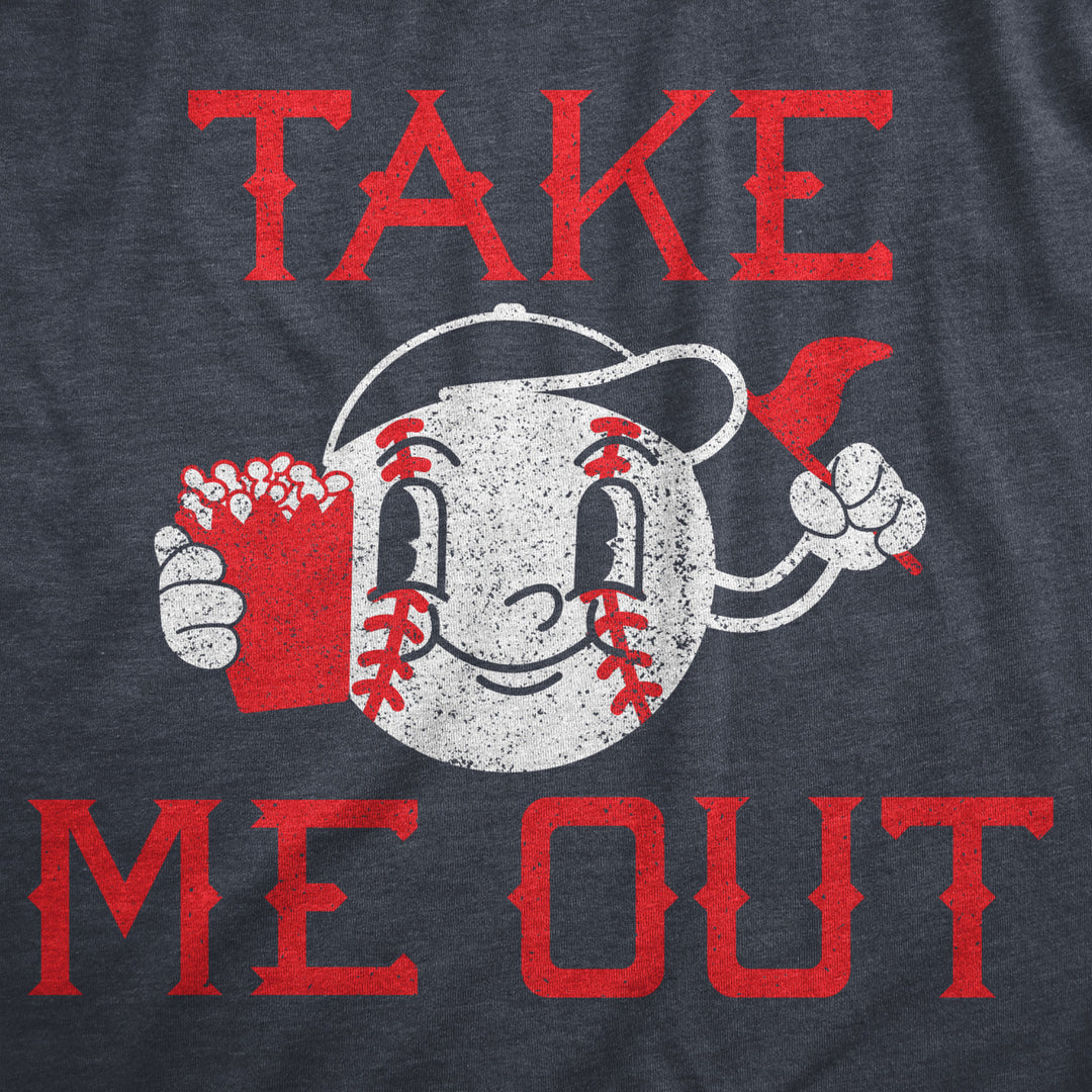 Mens Take Me Out T Shirt Funny Sarcastic Baseball Game Popcorn Graphic Tee For Guys Image 2