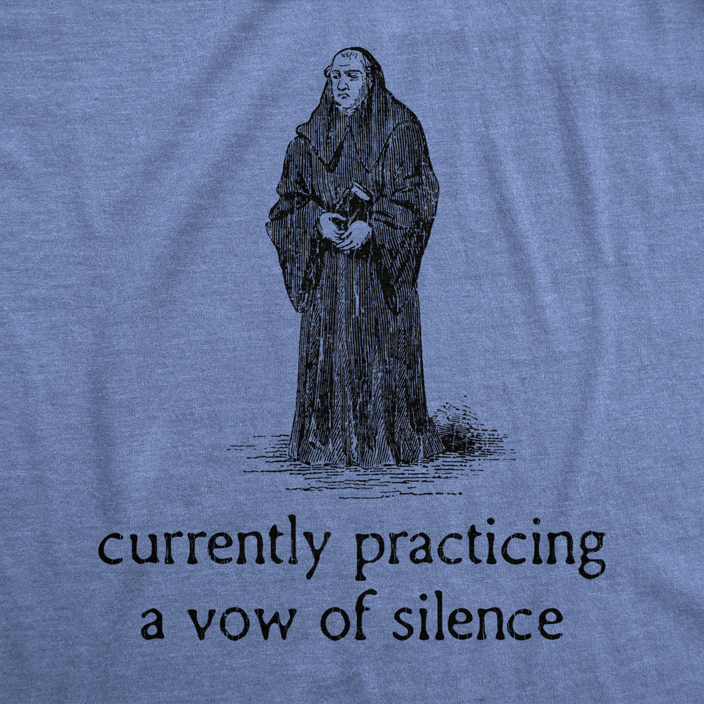 Mens Practicing A Vow Of Silence T Shirt Funny Monk Quiet Tee For Guys Image 2