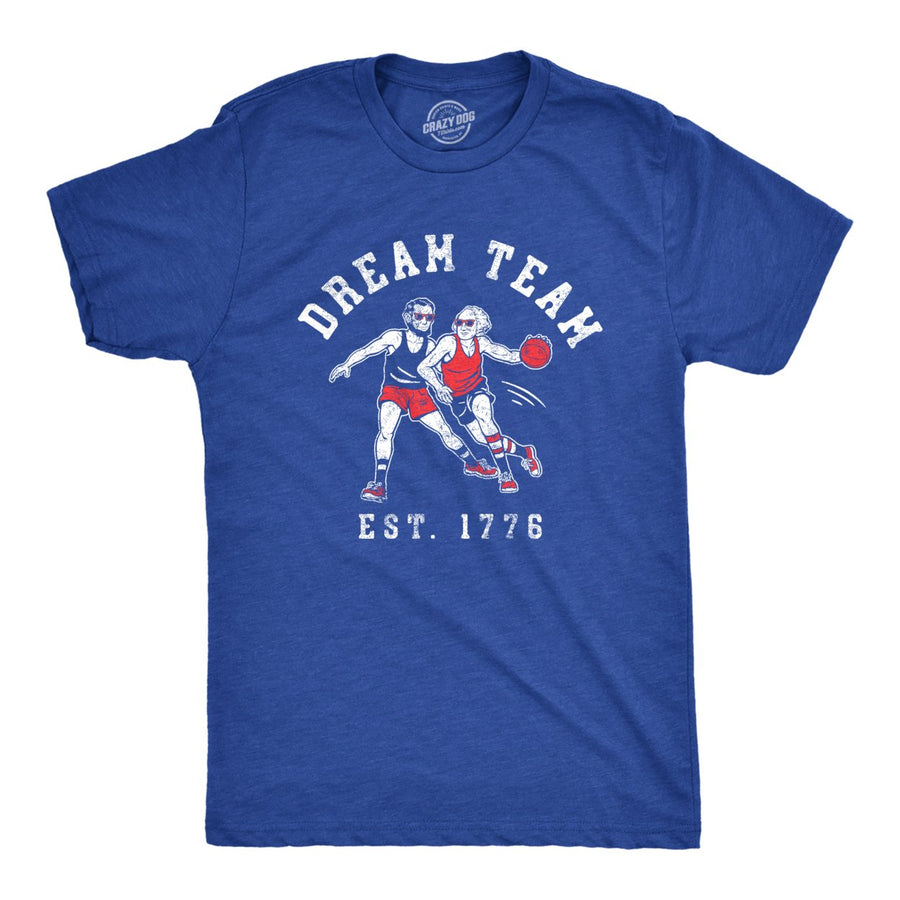 Mens Dream Team 1776 T Shirt Funny George Washington Abe Lincoln Graphic Tee For Guys Image 1