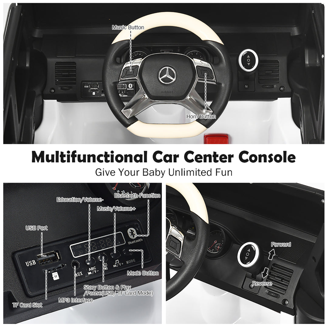 Costway Mercedes-Benz G650 Electric Kids Ride On Car Licensed MP3 RC Remote Control Black\White Image 7