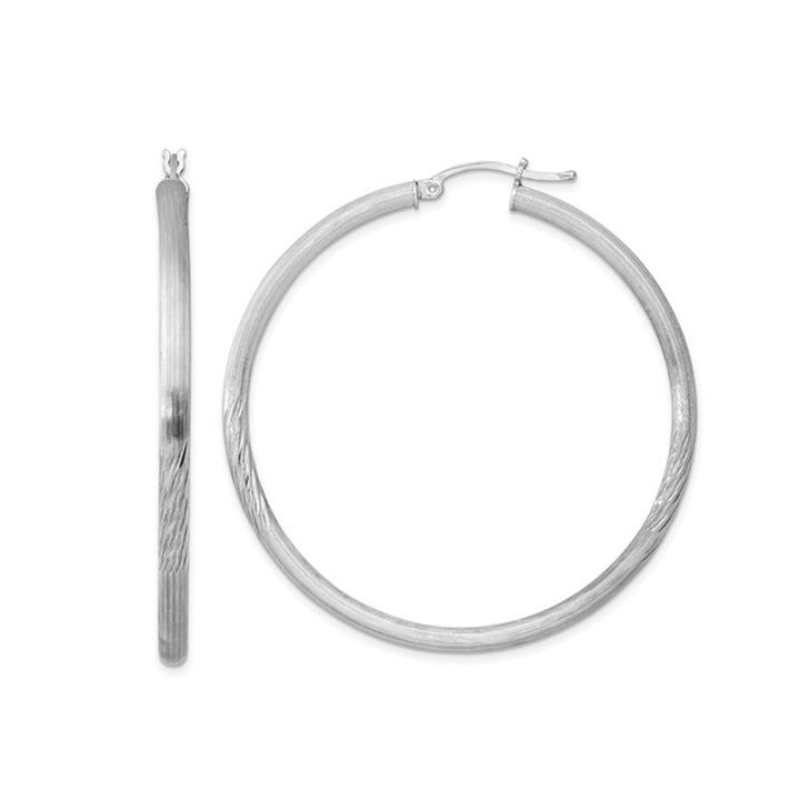 Large Hoop Earrings in Sterling Silver (3.0mm) Image 1