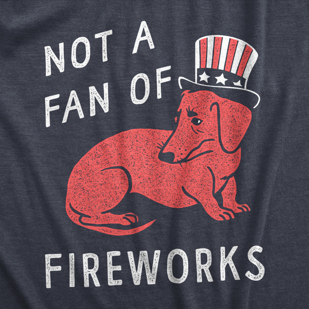 Womens Not A Fan Of Fireworks T Shirt Funny Fourth Of July Scared Puppy Tee For Ladies Image 2