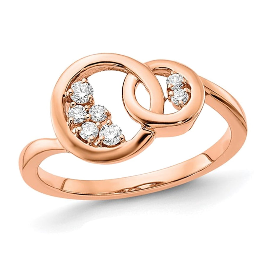 1/7 Carat (ctw) Diamond Circle Ring in 14K Rose Pink Gold Image 1