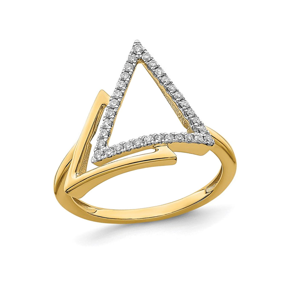 1/6 Carat (ctw) Diamond Triangle Ring in 14K Yellow Gold Image 1
