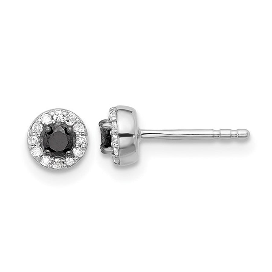 1/4 Carat (ctw) Black and White Diamond Solitaire Stud Earrings in Sterling Silver Image 1