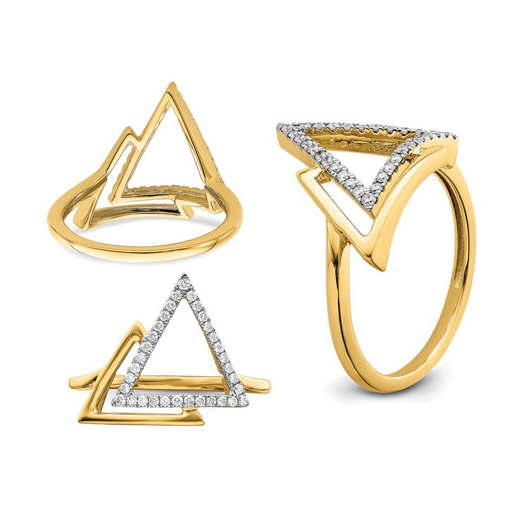 1/6 Carat (ctw) Diamond Triangle Ring in 14K Yellow Gold Image 3