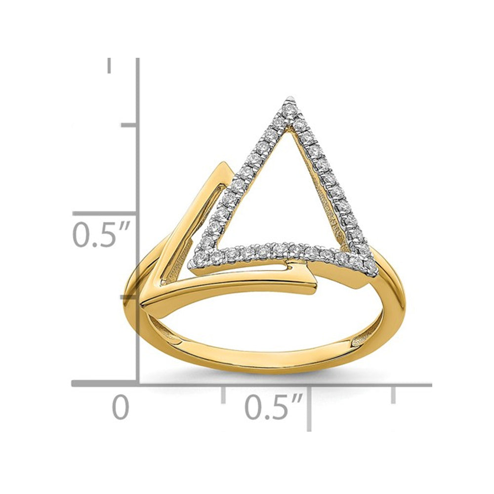 1/6 Carat (ctw) Diamond Triangle Ring in 14K Yellow Gold Image 4