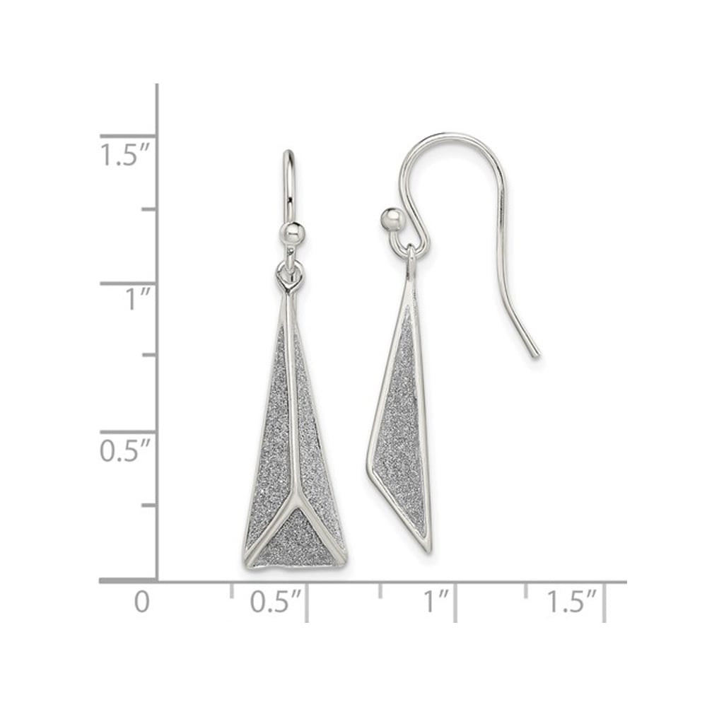 Sterling Silver Gliter Triangle Dangle Earrings Image 4