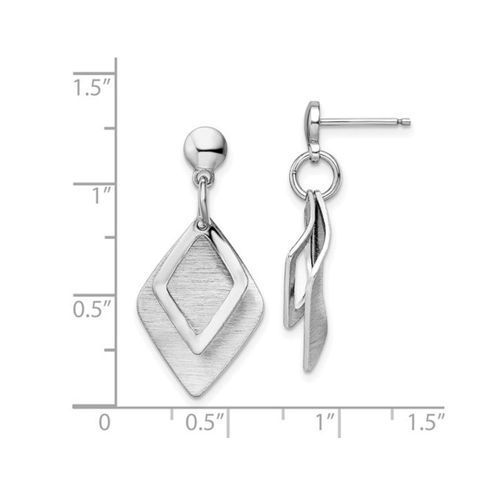 Sterling Silver Geometric Brushed Dangle Post Earrings Image 4