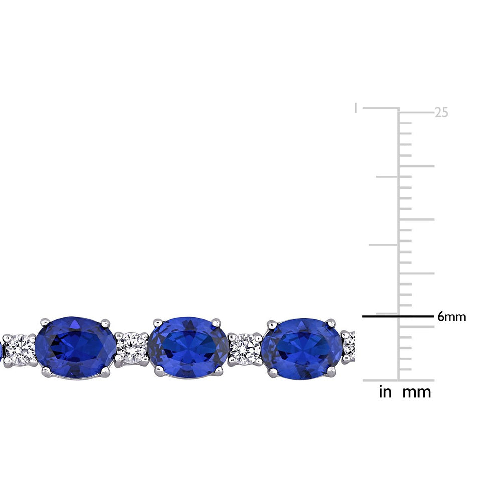 32 Carat (ctw) Lab-Created Blue and White Sapphire Bracelet in Sterling Silver (7 Inches) Image 2