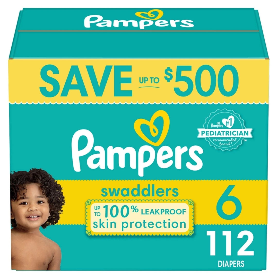 Pampers Swaddlers Diapers Size 6 (35+ Pounds) 112 Count Image 1