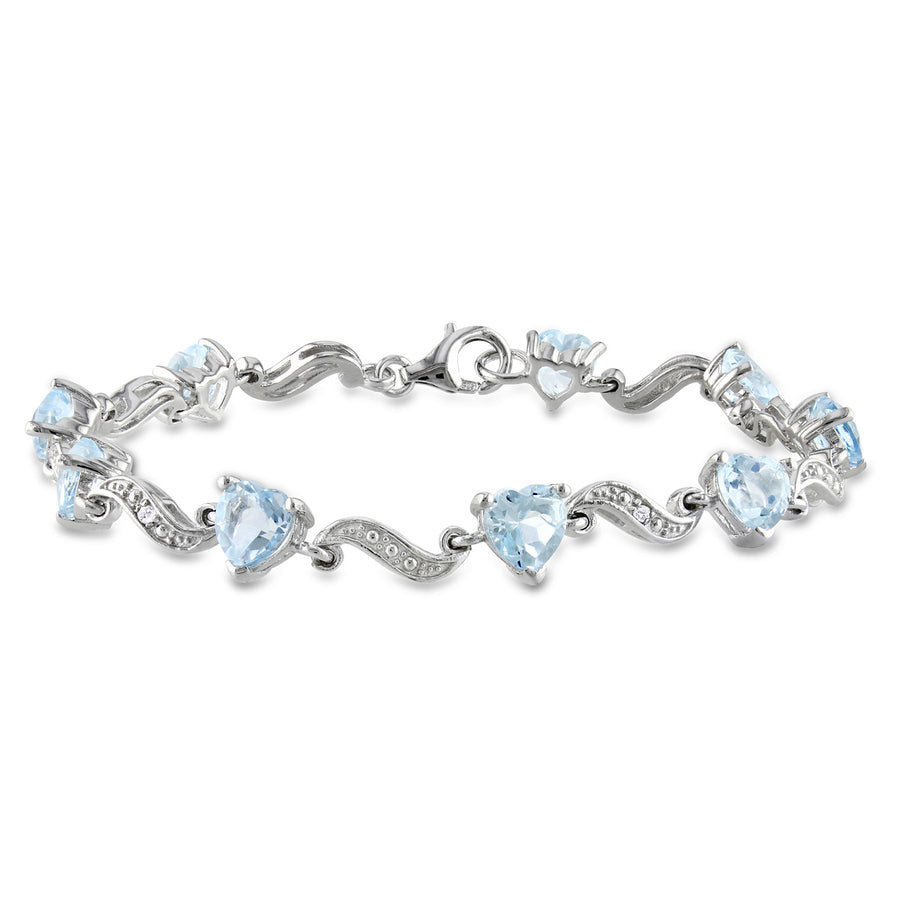 8.20 Carat (ctw) Sky Blue Topaz Heart Bracelet in Sterling Silver (7 Inches) Image 1