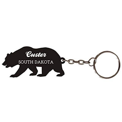 Custer South Dakota Souvenir Metal Bear Keychain Image 1